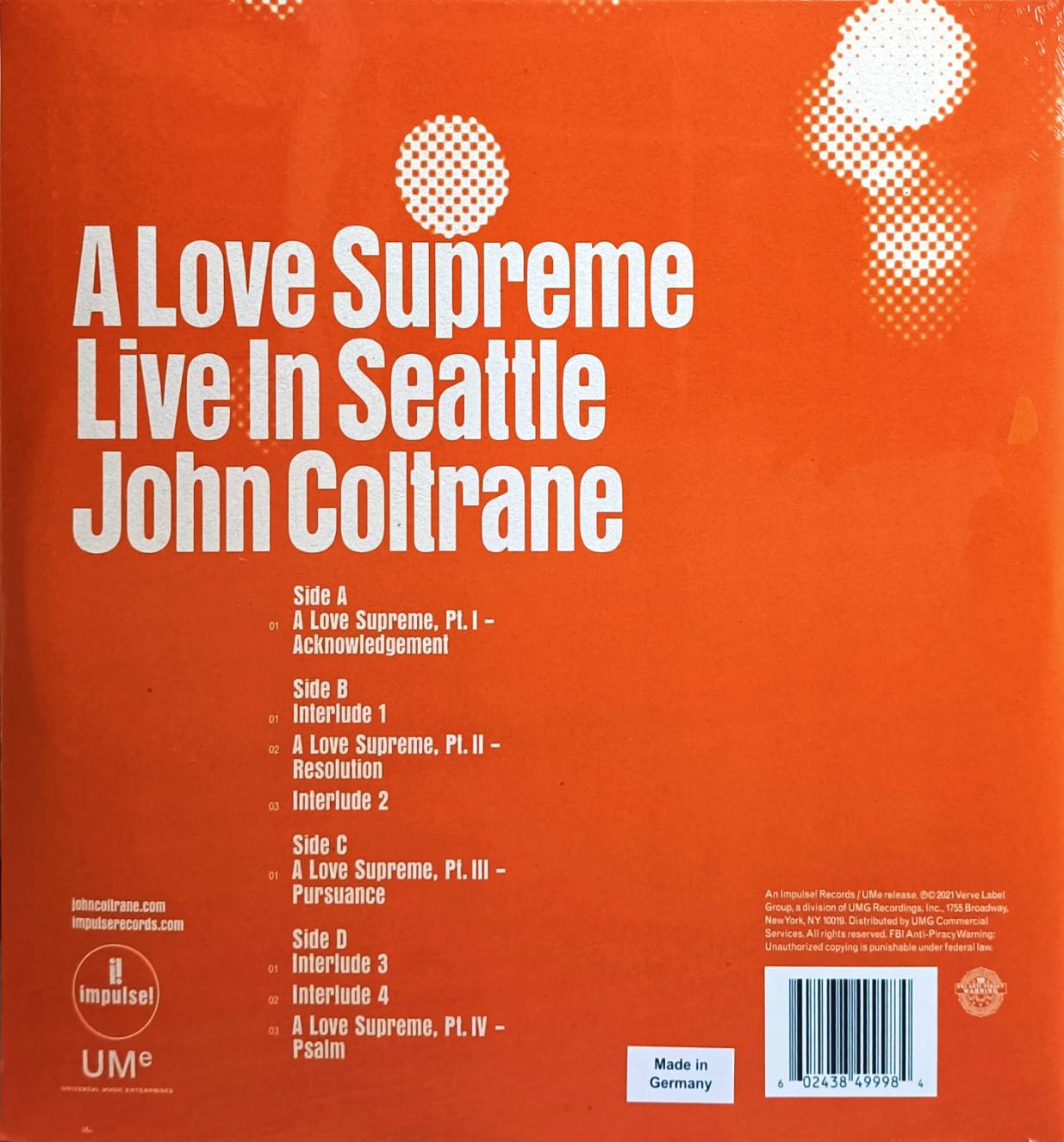 John Coltrane A Love Supreme Live In Seattle Chiva Record (ชีวา