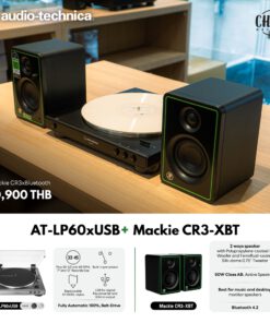 เครื่องเล่นแผ่นเสียง Audio Technica AT-LP60XUSB Black + ลำโพง Mackie CR3-XBT Black (New)