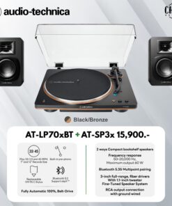 เครื่องเล่นแผ่นเสียง Audio Technica AT-LP70XBT + ลำโพง Audio Technica AT-SP3X (New)