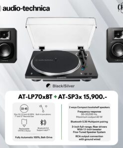 เครื่องเล่นแผ่นเสียง Audio Technica AT-LP70XBT + ลำโพง Audio Technica AT-SP3X (New)