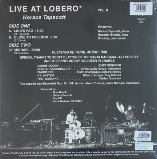 Horace Tapscott - Live At Lobero Vol. II - Image 2