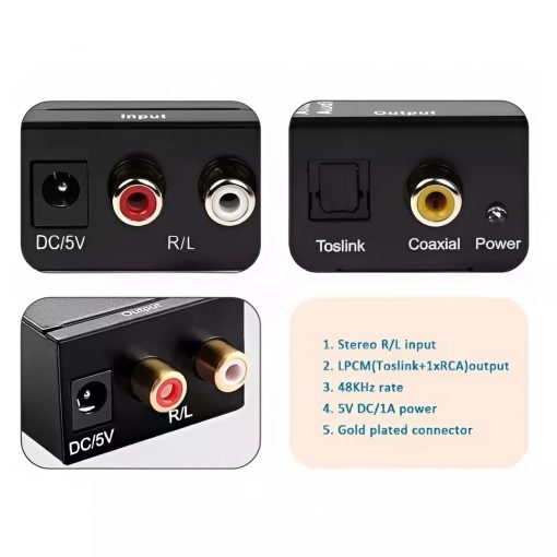 Analog To Digital Audio Converter RCA Coaxial Optical GC0068 (New) - Image 4