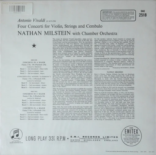 Vivaldi, Nathan Milstein - Four Concerti - Image 2