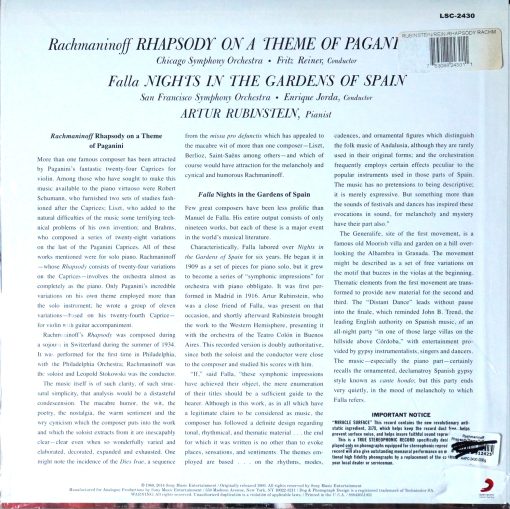 Fritz Reiner - Rachmaninoff Rhapsody on a Theme of Paganini - Image 2
