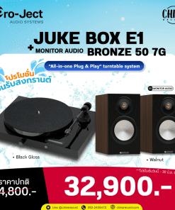 เครื่องเล่นแผ่นเสียง Pro-Ject Juke Box E1 Black + ลำโพง Monitor Audio Bronze 50 7G Walnut (New)
