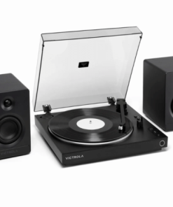 เครื่องเล่นแผ่นเสียง Victrola Automatic Turntable Black + ลำโพง Victrola Tempo Active Bookshelf Speakers Black (New)